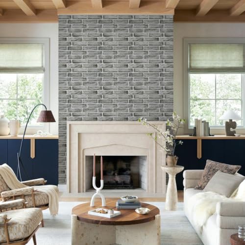 Commomy 3D Faux Brick Peel and Stick Wall Sticker Retro Grey - 10pcs - color: Faux Brick-QA