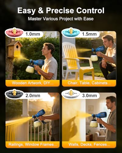 Paint Sprayer for House Painting, 4 Nozzles & 3 Spray Patterns - color: Bright Blue