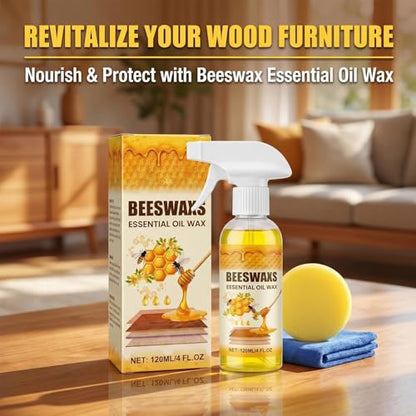 Beeswax Spray for Wood,Beeswax Wood Polish Spray,Deep Restore Furniture Cleaner for Cabinets, Hardwood Floors, Tables & All Wood Surfaces, (Includes sponge and towel)