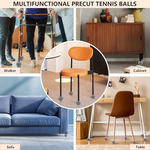 Precut Tennis Balls for Walker and Furniture Legs,90 Pack - color: Grey, size: 90 Pack