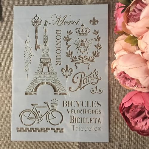 TIAMECH A4 Reusable Vintage Tower Bicycle Stencil for Painting - style: Tower Bicycle