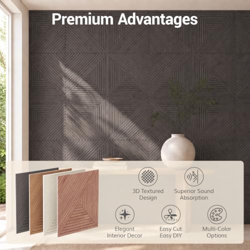 TONOR 12 Pack Acoustic Panels Peel and Stick, 23.6''x23.6''-46.5 sq.ft. - color: Black, size: 12 PCS