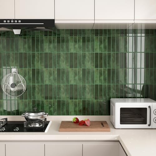 Peel and Stick Backsplash Tile for Kitchen, 10 Sheets, 11.42''x9'' - color: Green