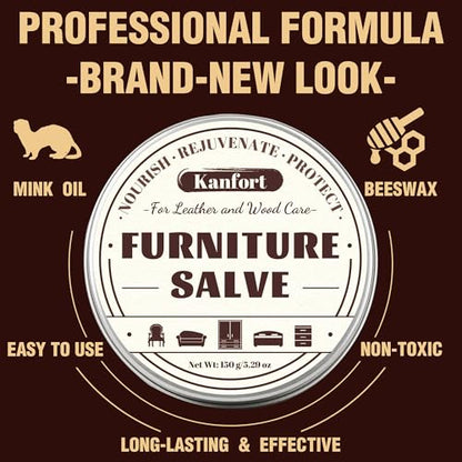 Leather & Furniture Repair Salve 2 Pack, Furniture Salve with Brush for Leather Wood, Leather Conditioner Help Prevent Cracking or Fading - size: 2 Pack