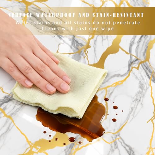 Peel and Stick Kitchen Backsplash Tiles 16PCS – Waterproof Self Adhesive Wall Stickers, Easy DIY Stick On, Heat Resistant Decorative Wall Covering (Calacatta Gold Foil) - color: Calacatta Gold Foil