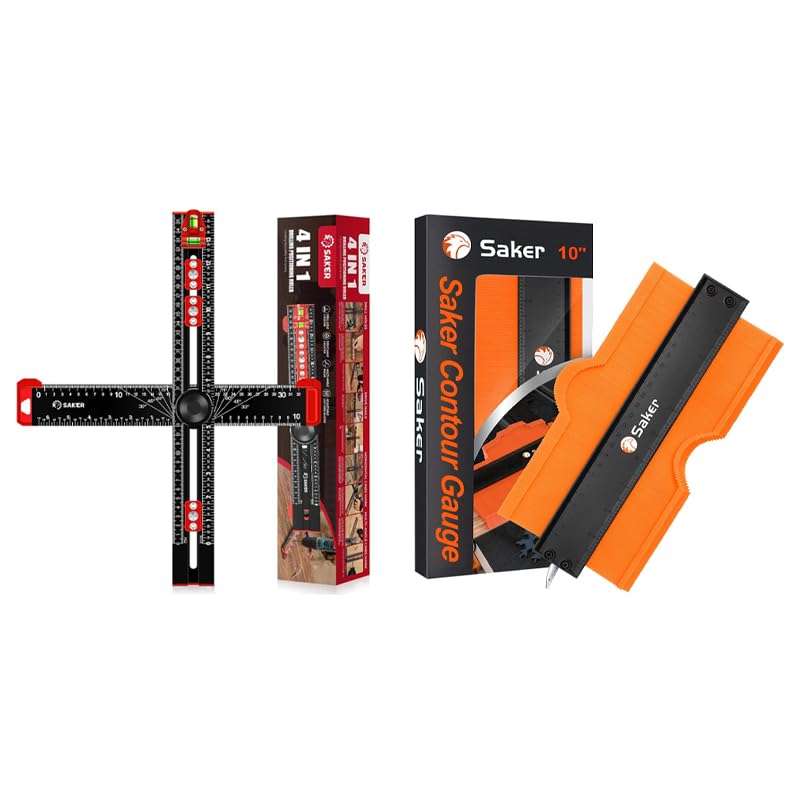 Saker Contour Gauge (10 Inch Lock) and Saker 4-in-1 Drilling Positioning Ruler