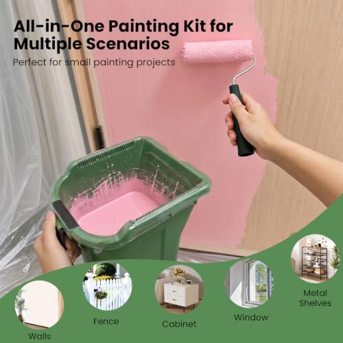 Paint Bucket Hand Held with Lids, 4" Paint Roller Kit, 20 Pack
