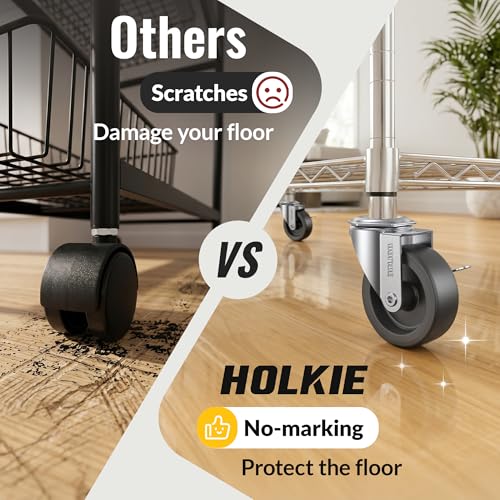 HOLKIE Caster Wheels 3 inch Locking Casters Set of 4, Threaded Stem 3/8" -16 x 1-1/4" (Diameter 3/8", Length 1-1/4") Swivel Heavy Duty Castors Black - style: Black-3/8" -16 x 1-1/4"