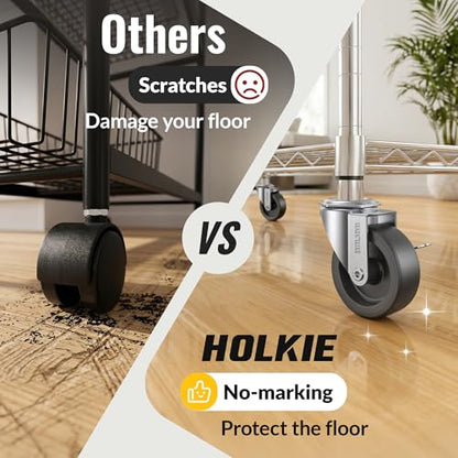 HOLKIE Caster Wheels 3 inch Locking Casters Set of 4, Threaded Stem 3/8" -16 x 1-1/4" (Diameter 3/8", Length 1-1/4") Swivel Heavy Duty Castors Black - style: Black-3/8" -16 x 1-1/4"