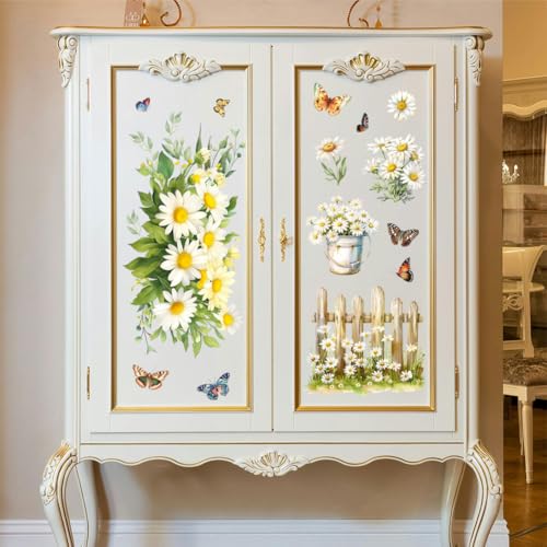 Peacoblue Daisy Butterfly Rub On Transfers for Furniture Craft 6"x12" - style: Daisy and Butterflies