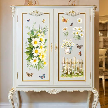 Peacoblue Daisy Butterfly Rub On Transfers for Furniture Craft 6"x12" - style: Daisy and Butterflies