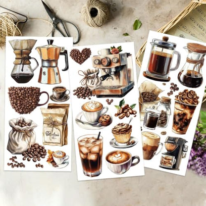 OLYCRAFT 3pcs/Set Coffee Rub on Transfers for Furniture and Crafts 6x12 inch Coffee Beans Furniture Decals Teapots Coffee Maker Transfer Stickers Rub on Decals for Wood Furniture Home Decoration - style: Coffee