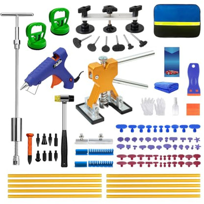 109PCS Dent Removal Kit with T-Bar Slide Hammer & Bridge Puller for Cars - size: Dent Puller Kit-109 Pack