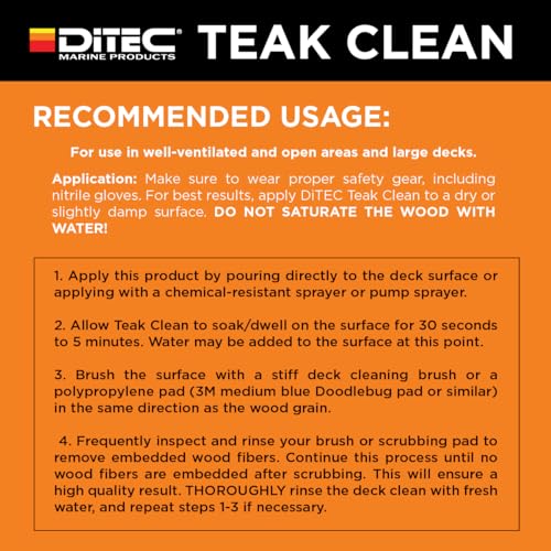 DITEC Teak Clean Marine Wood Cleaner, Removes Grey Oxidation, 1 Gallon - size: 128 Fl Oz (Pack of 1)