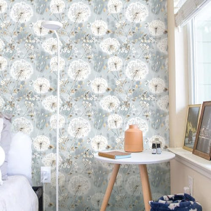 Nukofal Floral Wallpaper Peel and Stick Dandelion Contact Paper 16.9"x118" - color: Dandelion, size: 16.9" x 118.1"