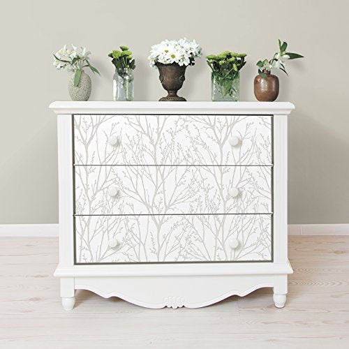 NuWallpaper Treetops Peel and Stick Wallpaper, White and Off-White, Removable Wallpaper, 20.5 in x 18 ft