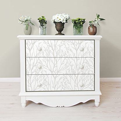 NuWallpaper Treetops Peel and Stick Wallpaper, White and Off-White, Removable Wallpaper, 20.5 in x 18 ft