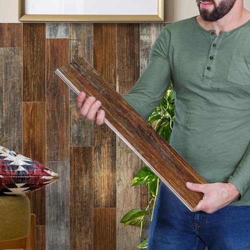 24 Pcs Peel and Stick Retro Wood Grain Pattern Vinyl Wall Stickers - style: JMBSDKCFT05