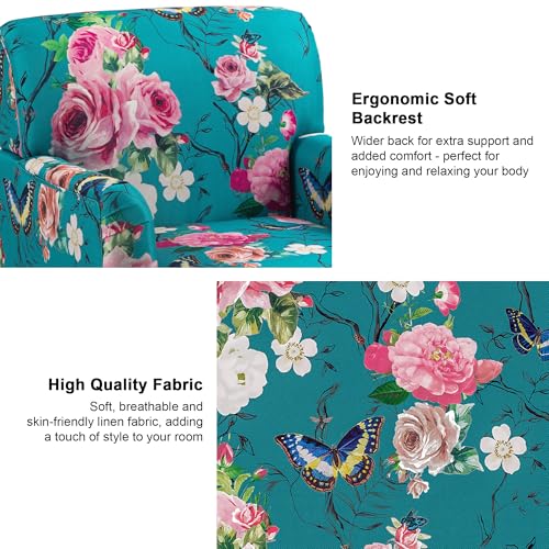 Mid-Century Modern Accent Chair, Floral, Set of 2 - color: Fabric Floral