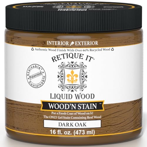 Retique It Wood'n Stain - Liquid Wood Gel Stain Interior/Exterior (16 oz (Pint), 35 Dark Oak)
