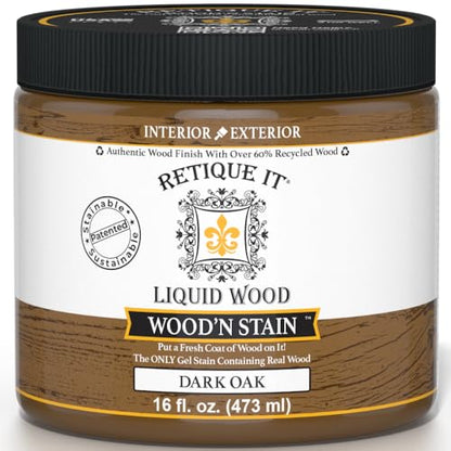 Retique It Wood'n Stain - Liquid Wood Gel Stain Interior/Exterior (16 oz (Pint), 35 Dark Oak)