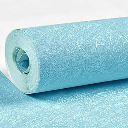 MelunMer Blue Silk Wallpaper Peel and Stick Textured Removable15.7 x118 - color: Blue, size: 15.7" x 118"
