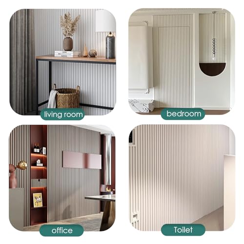 4-in White EVA molding Peel and Stick Panel, 3D Flexible Fluted self Adhesive Panels molding Trim for TV Background Wall, Playroom Safety & Modern Interior Decor(16.4FT)
