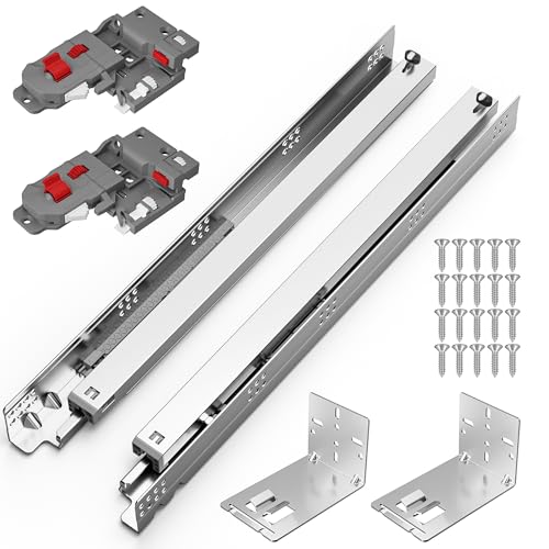Chibery 12 15 18 21 Inch Undermount Soft Close Drawer Slides, Full Extension 3D Locking Device, Rear Mount Brackets, Concealed Bottom Mount Rails for face Frame Cabinet, 100 LB（12 inch, 1 Pair） - size: 12 Inch