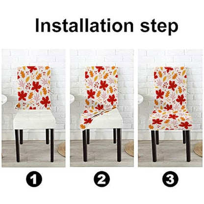 Mrcrypos Chair Covers Set of 4 Autumn Maple Leaves Pattern Slipcover Dining Chairs Covers Kitchen Chair Covers for Dining Chairs Living Room Restaurant Party Banquet - color: Autumn-3, size: 4
