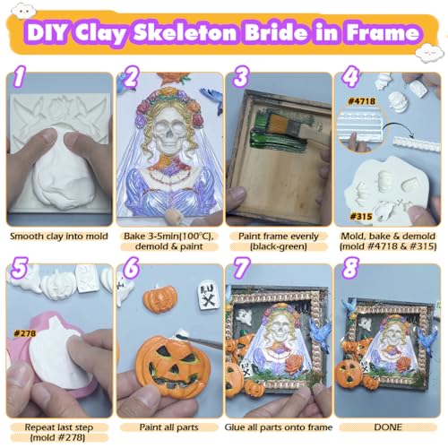 Skeleton Bride and Groom Clay Molds for Crafts - color: Skull Couple