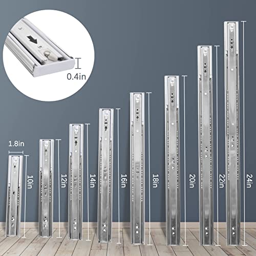 Soft Close Full Extension Ball Bearing Drawer Slides - 12 Inch, 6 Pairs, 3-Section, 100 LB Capacity