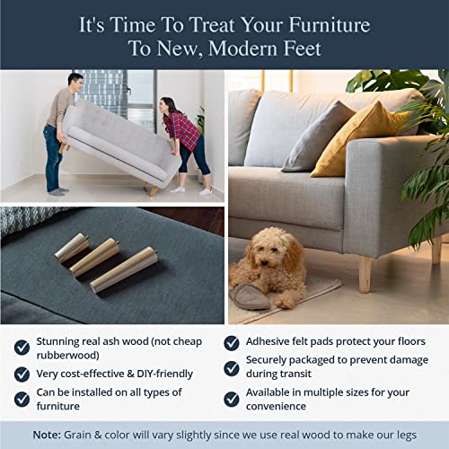 Airy Abode Premium Ash Wood Furniture Legs (Full Install Kit) - Pick Your Size and Color - color: Ash, size: 10 Inches