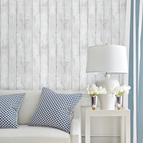 LXCREAT Wood Butcher Block Contact Paper, Shiplap Peel and Stick Wallpaper - color: White, size: 17.5" x 118"