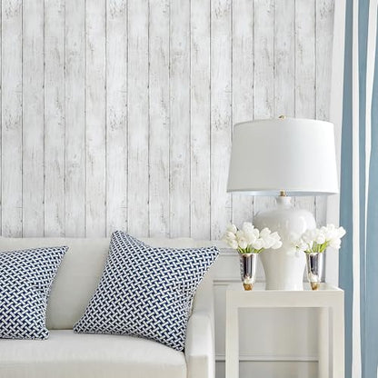 LXCREAT Wood Butcher Block Contact Paper, Shiplap Peel and Stick Wallpaper - color: White, size: 17.5" x 118"