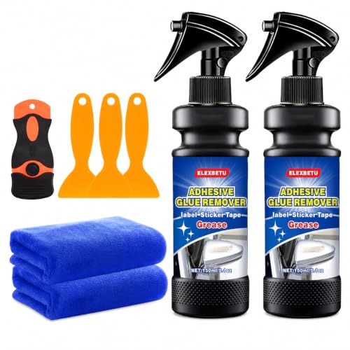 2 Pack Adhesive Remover Spray, Sticky Residue & Glue Remover for Cars, Removes Sticker, Label, Tape & Decal Adhesive, Safe on Glass, Plastic, Metal & Painted Surfaces, 2 x 150ml - color: 5 Fl Oz(Pack of 2)