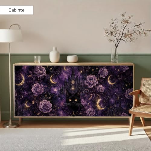 Nuxovilar Gothic Cat Wallpaper Peel and Stick 12x18In PVC - color: Nu-WJ-00004, size: 15.7" x 39.4"