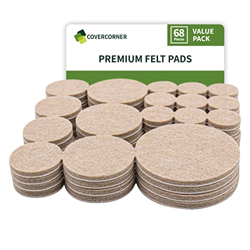 Felt Furniture Pads for Hardwood Floors 68 PCS, Round, Beige - size: 68PCS Value Pack Round Beige