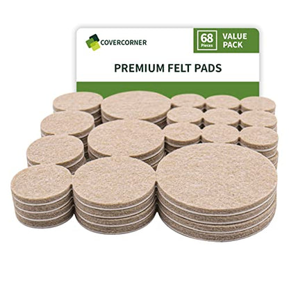 Felt Furniture Pads for Hardwood Floors 68 PCS, Round, Beige - size: 68PCS Value Pack Round Beige