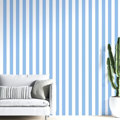 Blue and White Striped Peel and Stick Wallpaper 17.3"x200" - color: Blue, size: 17.3" x 200"