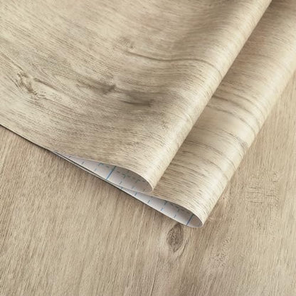 GloryTik 118"X17.7" Light Brown Wood Grain Contact Paper Faux Wood Peel and Stick Wallpaper Wood Removable Self Adhesive Waterproof Wallpaper - color: Light Brown, size: 17.7" x 118"