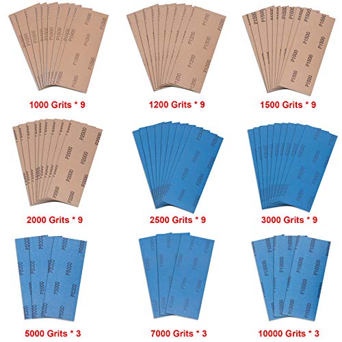 AUSTOR 63 Pcs Wet and Dry Sandpaper Assorted Abrasive Paper Sanding Sheets