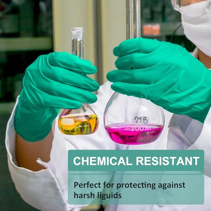 Beieverluck 10 Pairs Chemical Resistant Gloves, Reusable Heavy Duty Rubber Work Gloves, 12.6" Long Nitrile Gloves for Acid Alkali Oil Protection and Industrial Use Household, X-Large - size: X-Large