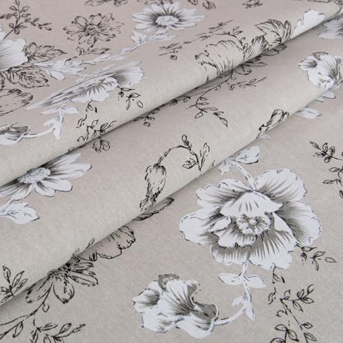 Linen Floral Upholstery Fabric by The Yard,5 Yard 62 Inch Width - size: 5 Yard