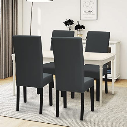 Easy-Going Stretch Dining Room Chair Slipcovers Set of 4, Dark Grey - color: Dark Grey