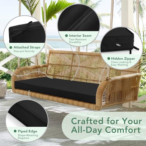 Summsun Outdoor Bench Cushion Pad, 48 x 18 x 3 Inch, Black - color: Black, size: 48x18x3 Inch
