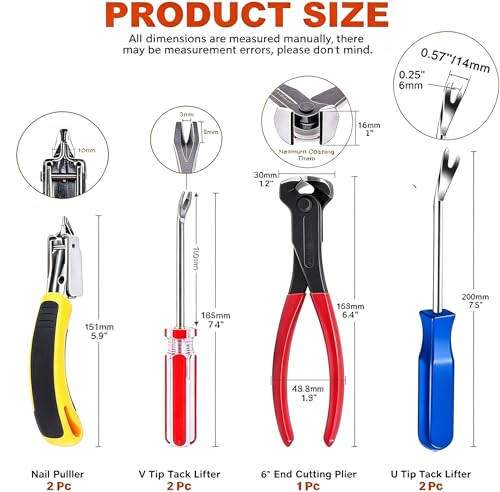 8 Pack Upholstery Staple Remover Tack Puller Nail Remover Tool Set - size: 8 pcs