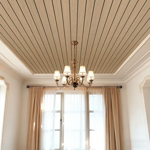 3D Peel and Stick Wall Panels PVC Grille Slat 394"x15.8" Self-Adhesive Wall Sticker Soundproof Paneling for Walls and Ceiling in Faux White Wood Grain Texture - color: Walnut Tone, size: 394"x15.8"