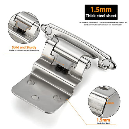 Ravinte 3/8" Inset Satin Nickel Cabinet Hinges 60 Pack (30 Pairs) - color: Satin Nickel