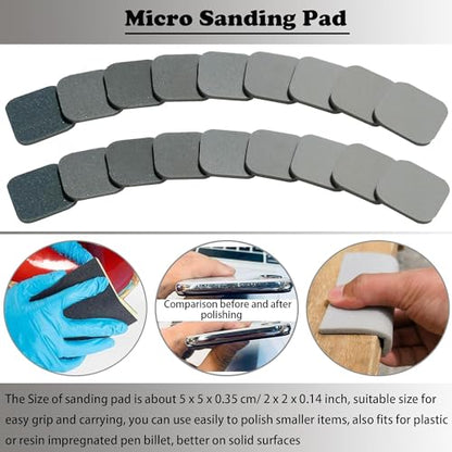 Tonmp 54 PCS 2 x 2 Soft Touch Sanding Pads, Mesh Sanding Polishing Pads Hand Sander Blocking from 320 to 3500 Grits Sander Sponge for Plastic Sanding Acrylic Materials (54 Pack)