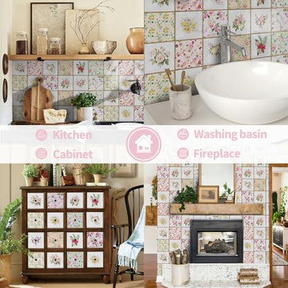 VICCI 24Pcs Peel and Stick Backsplash Pink Tile Stickers, 5.9x5.9 Inch - color: Grt-01, size: 5.9x5.9IN*24pcs
